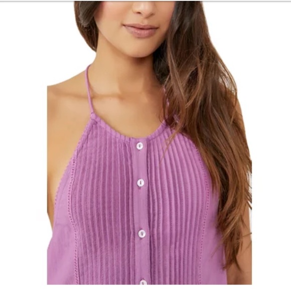 NWT Free People Desert Day Mini Dress Tiered Halter Buttondown Lace-Trim - Picture 5 of 16